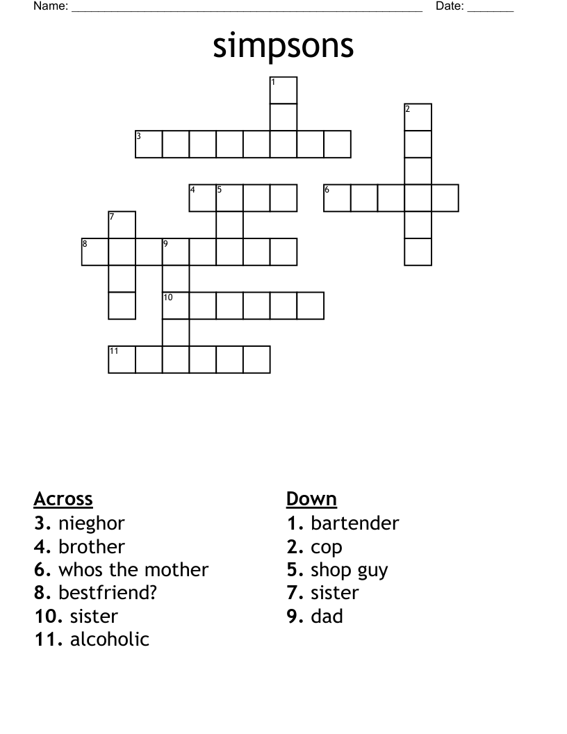 simpsons  Crossword