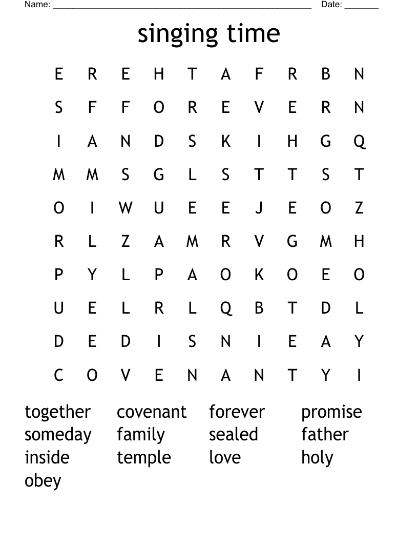 singing time Word Search