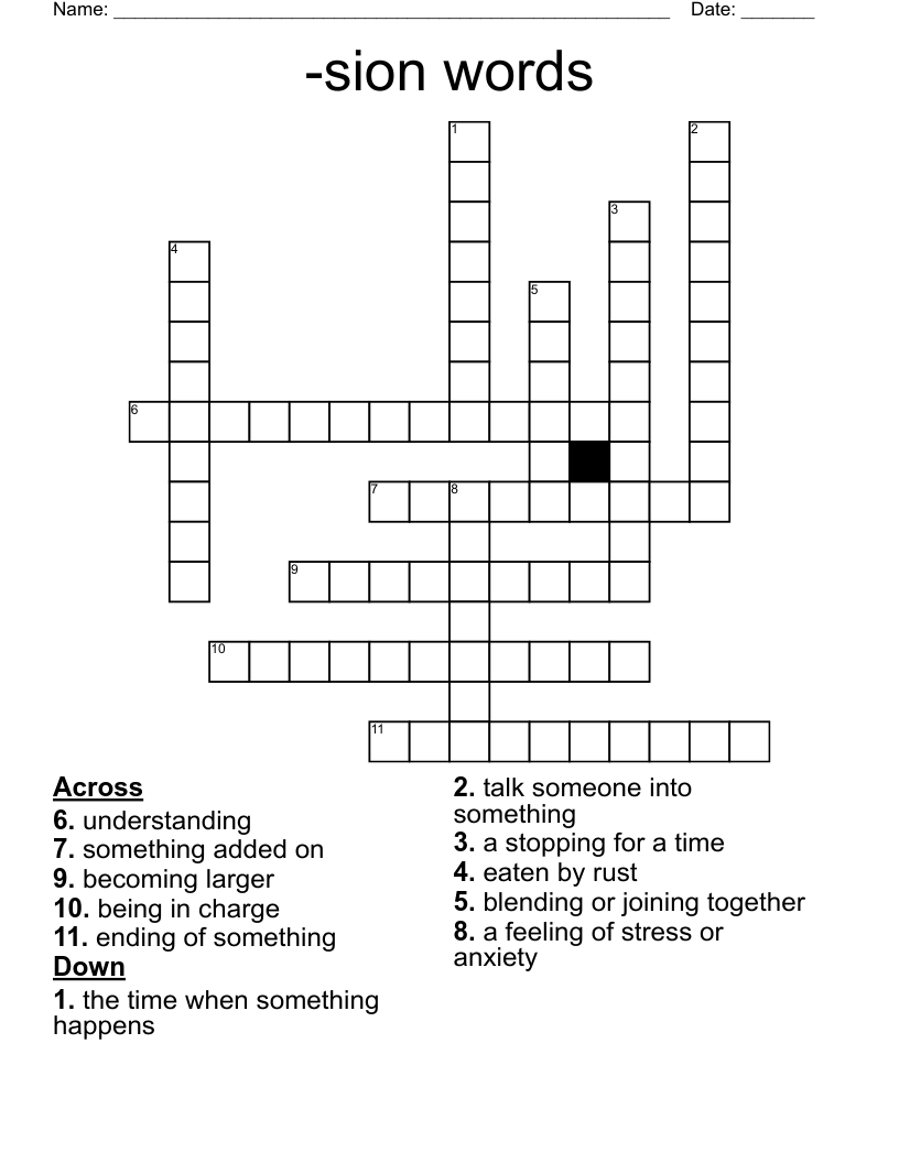 -sion words Crossword