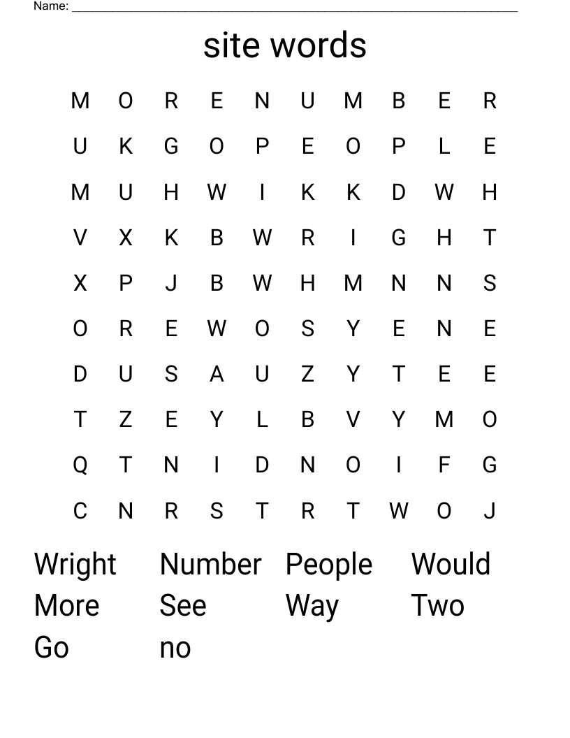 site words Word Search