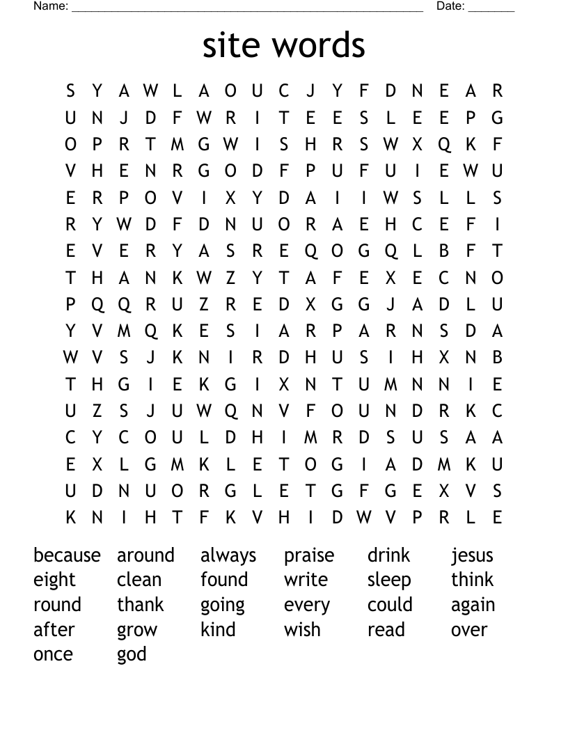 site words Word Search
