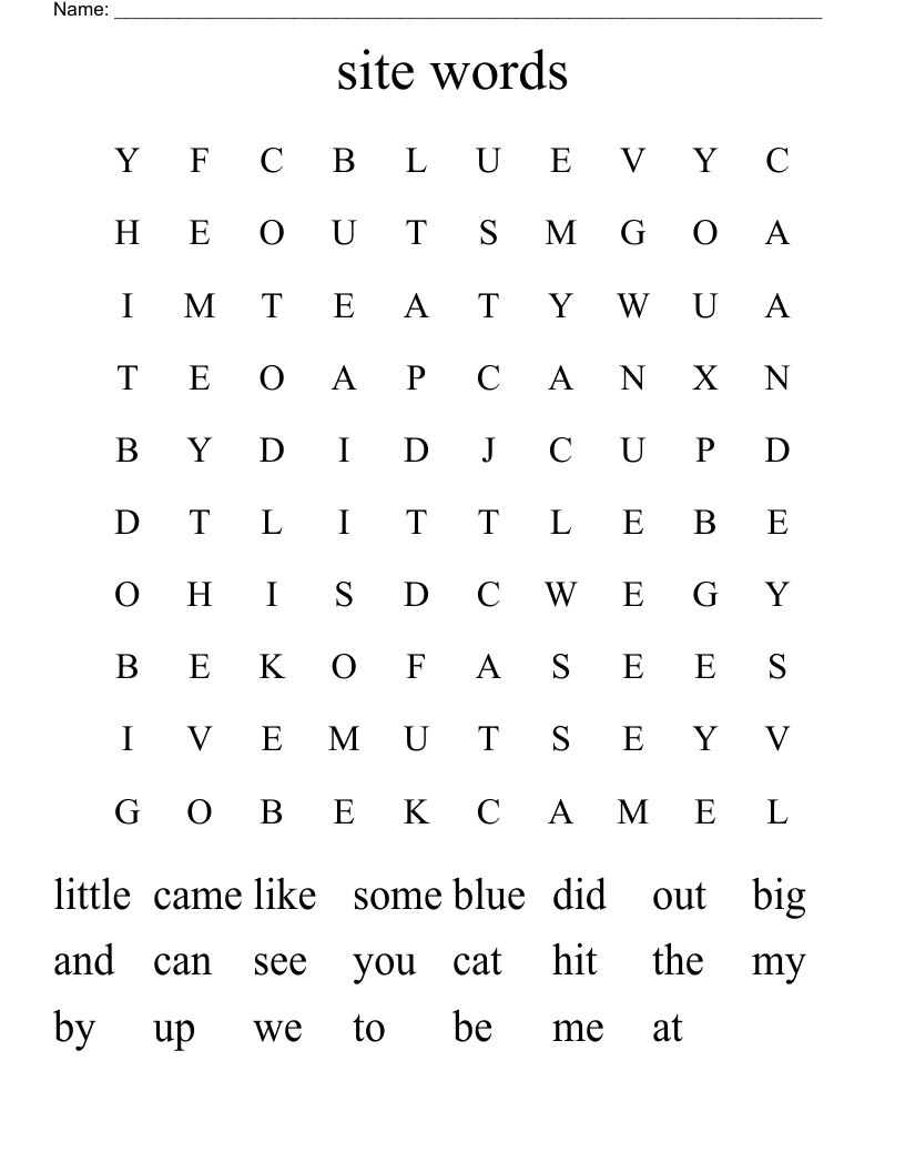 site words Word Search