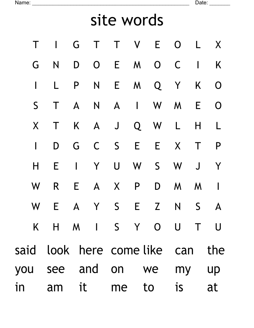 site words Word Search