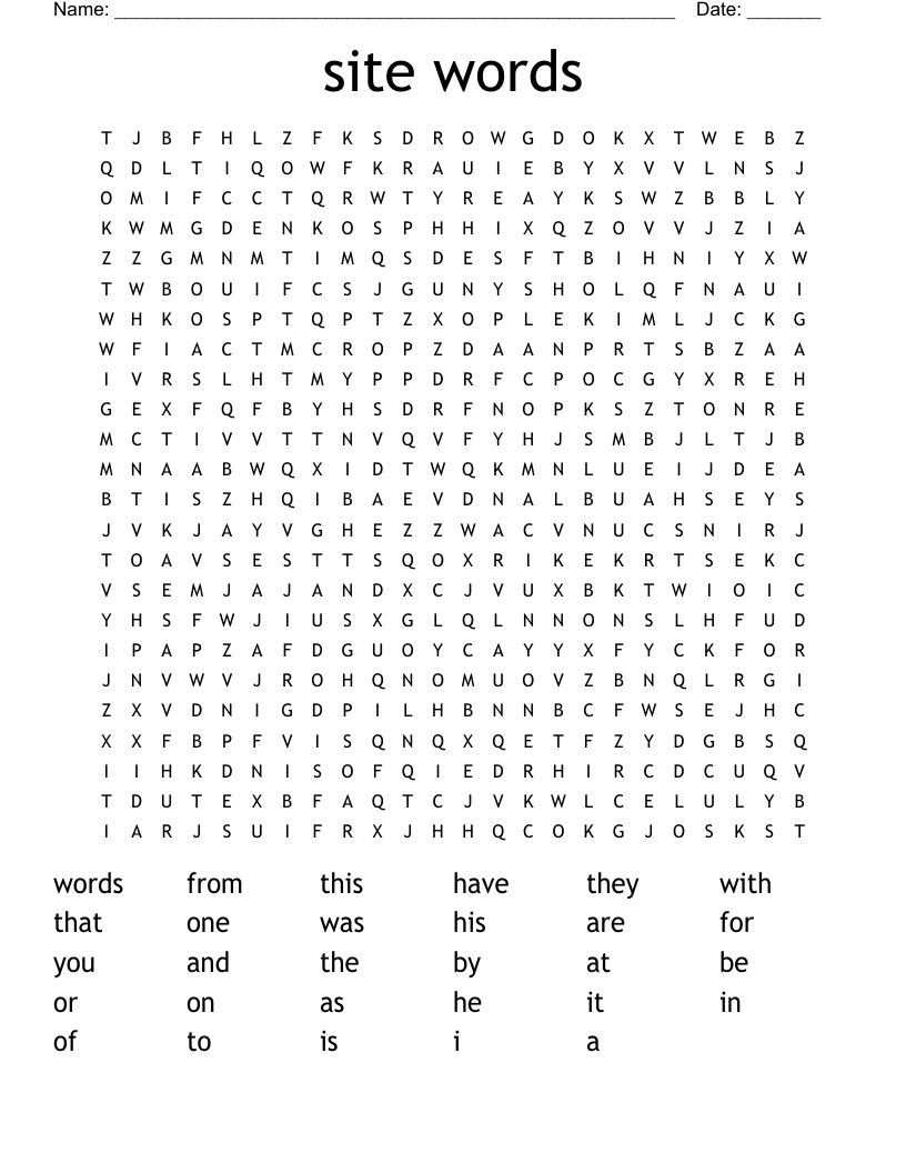site words Word Search