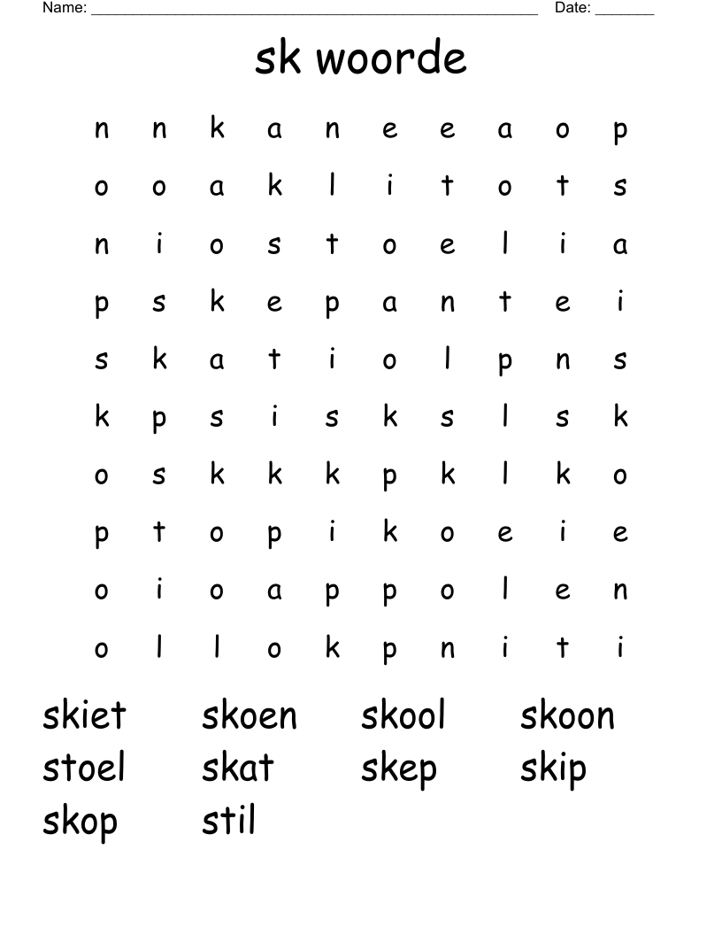 sk   woorde Word Search