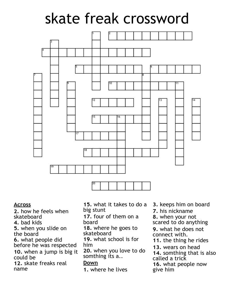 skate freak crossword