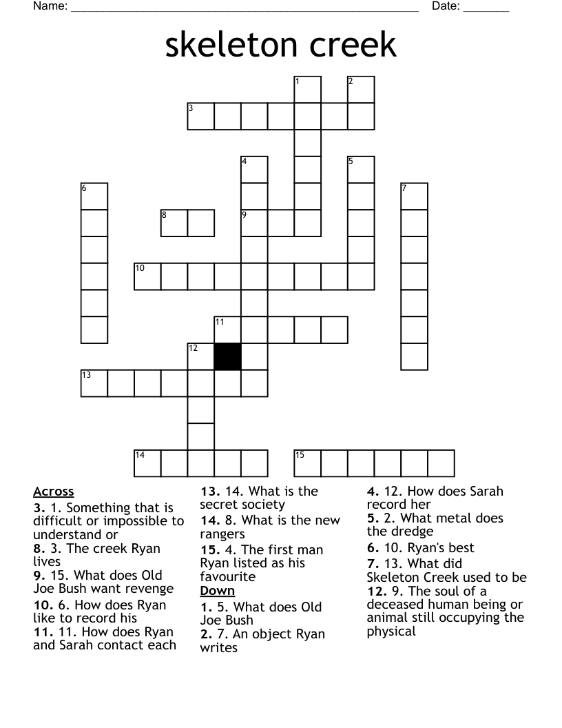 skeleton creek Crossword