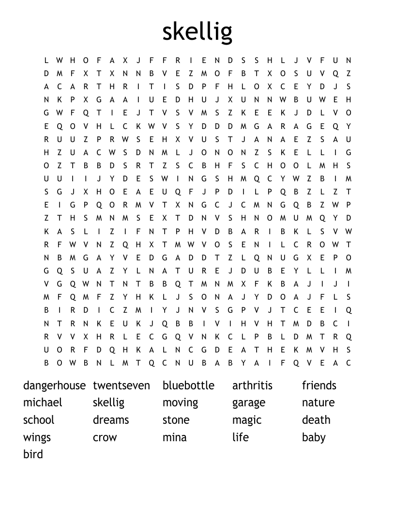skellig Word Search