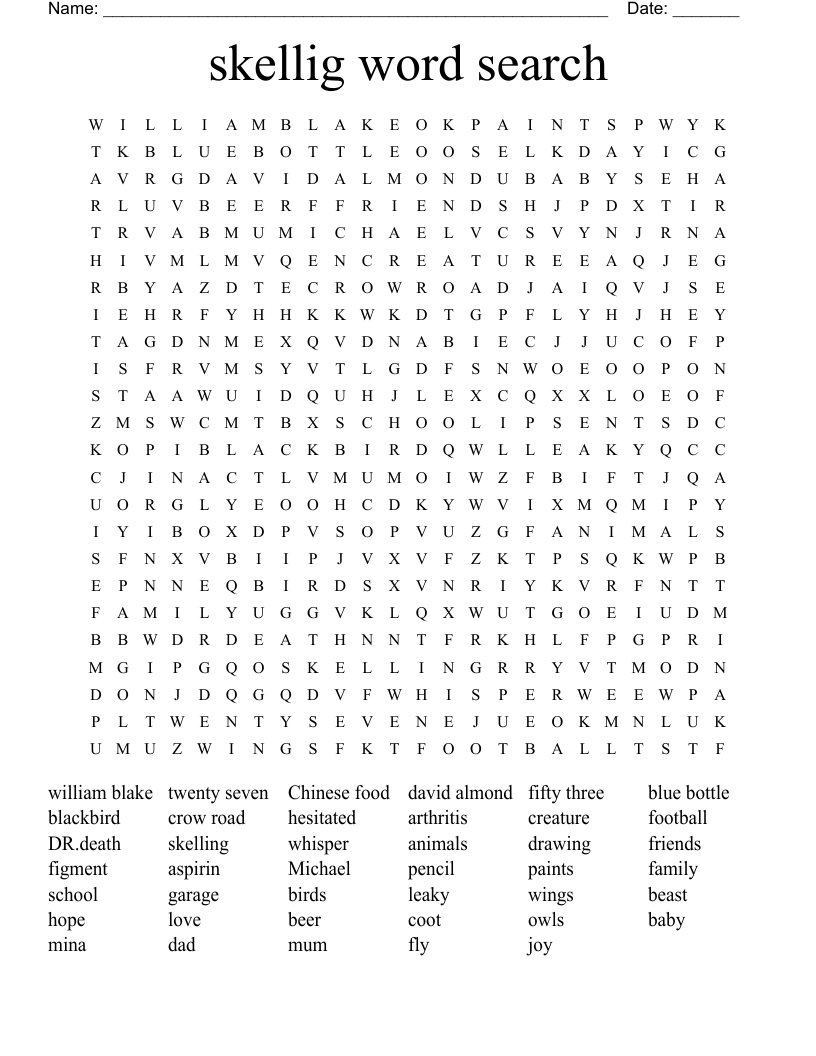 skellig word search 