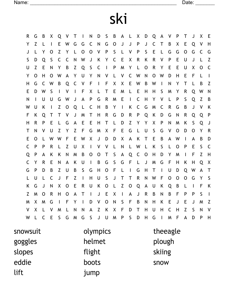 ski Word Search