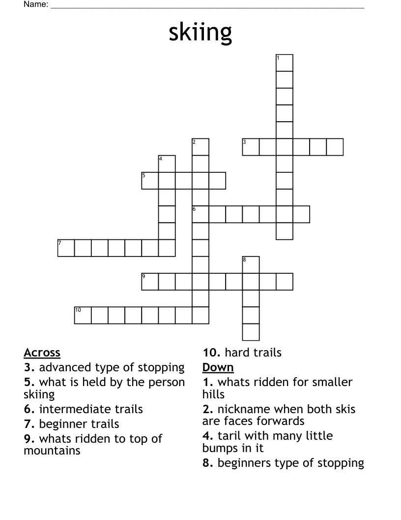 skiing Crossword