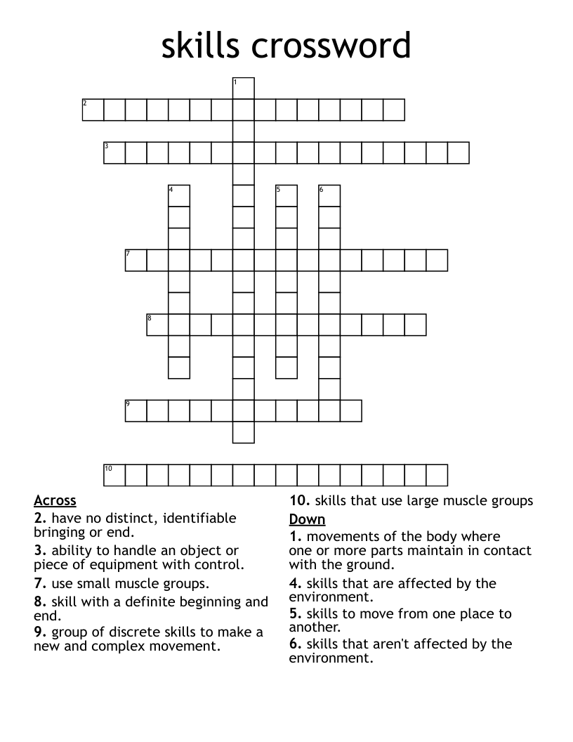 skills crossword