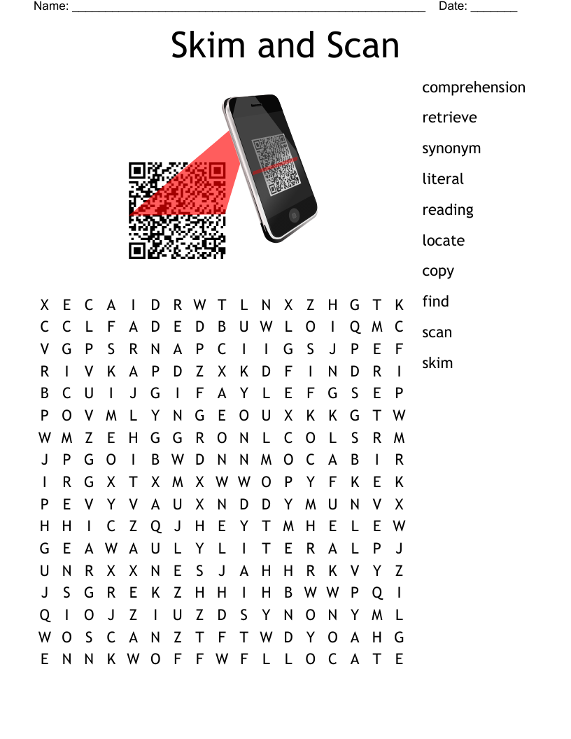 Skim and Scan Word Search