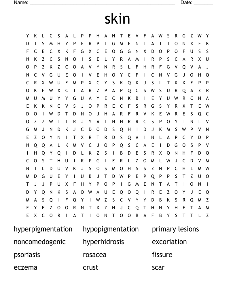 skin Word Search