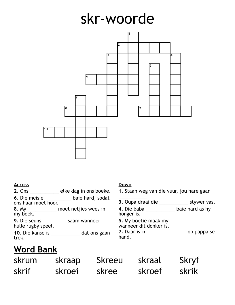 skr-woorde Crossword
