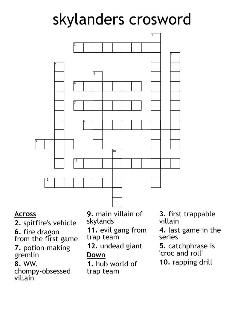 skylanders crosword Crossword