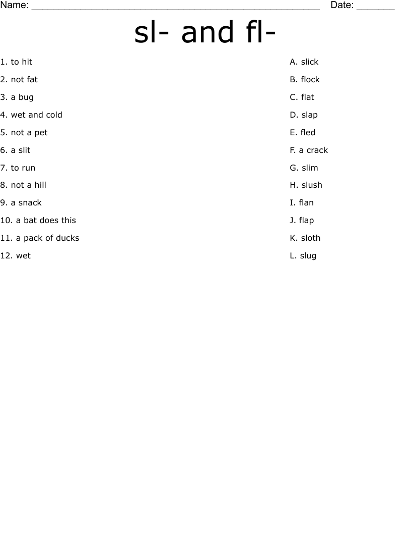 sl- and fl- Worksheet