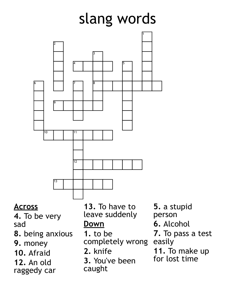 slang words Crossword