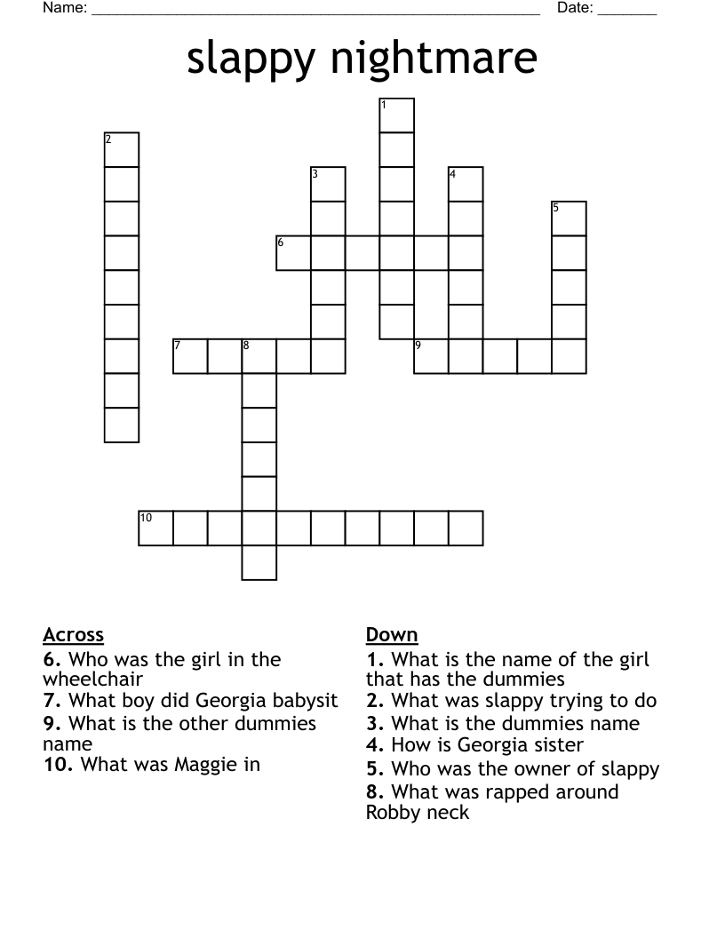 slappy  nightmare  Crossword