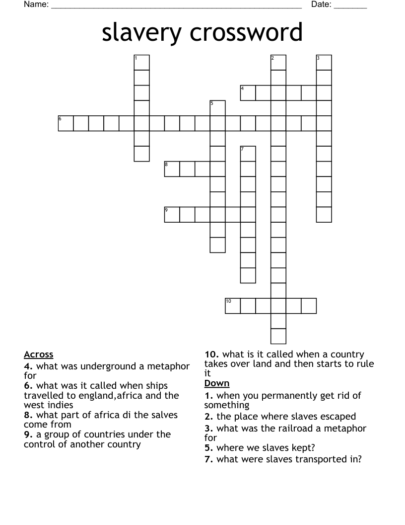slavery crossword