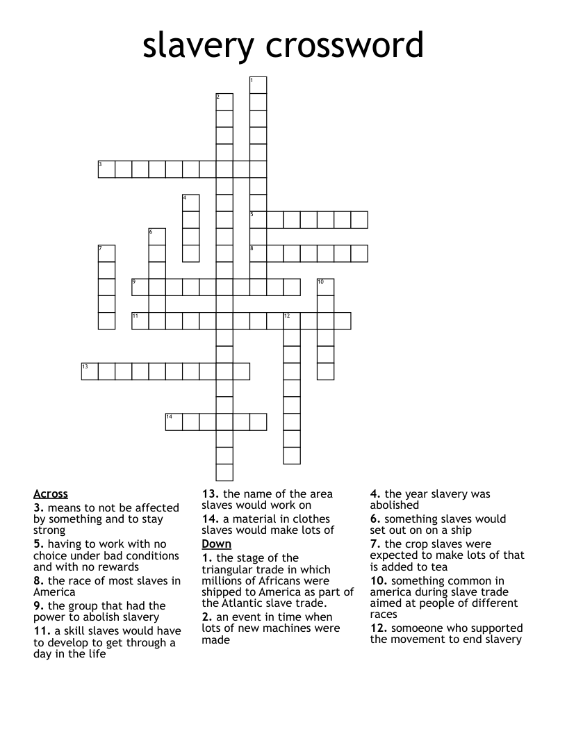 slavery crossword