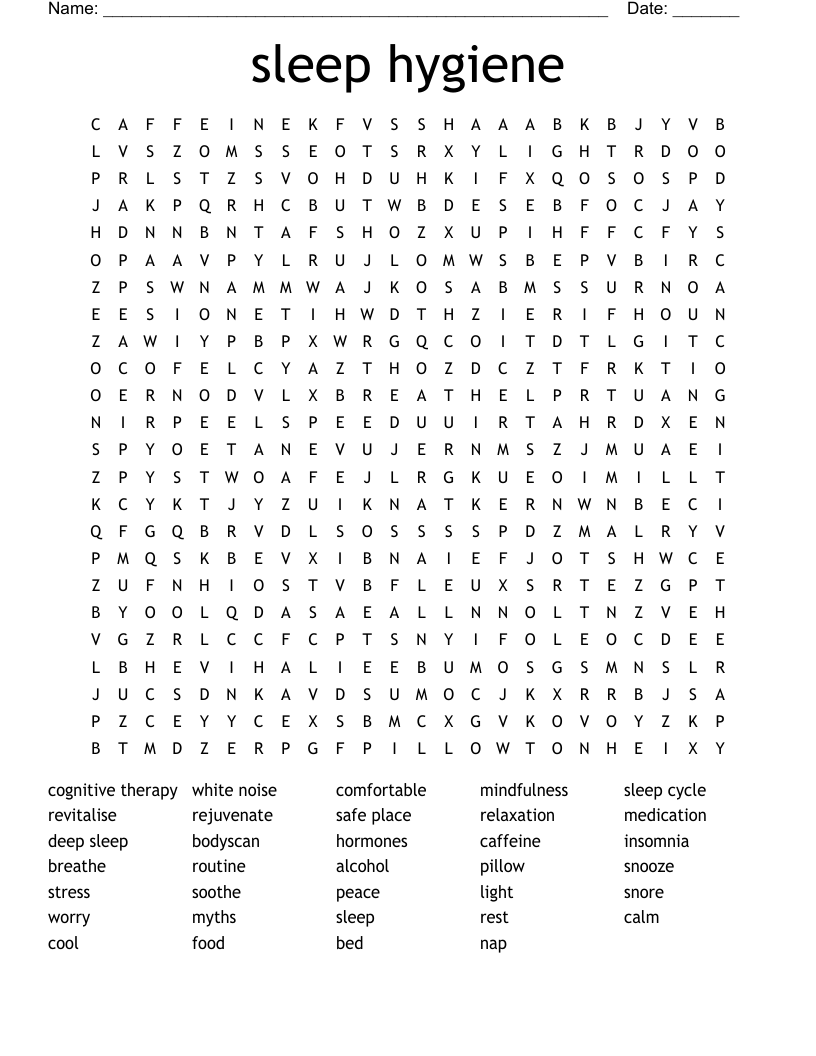 sleep hygiene  Word Search