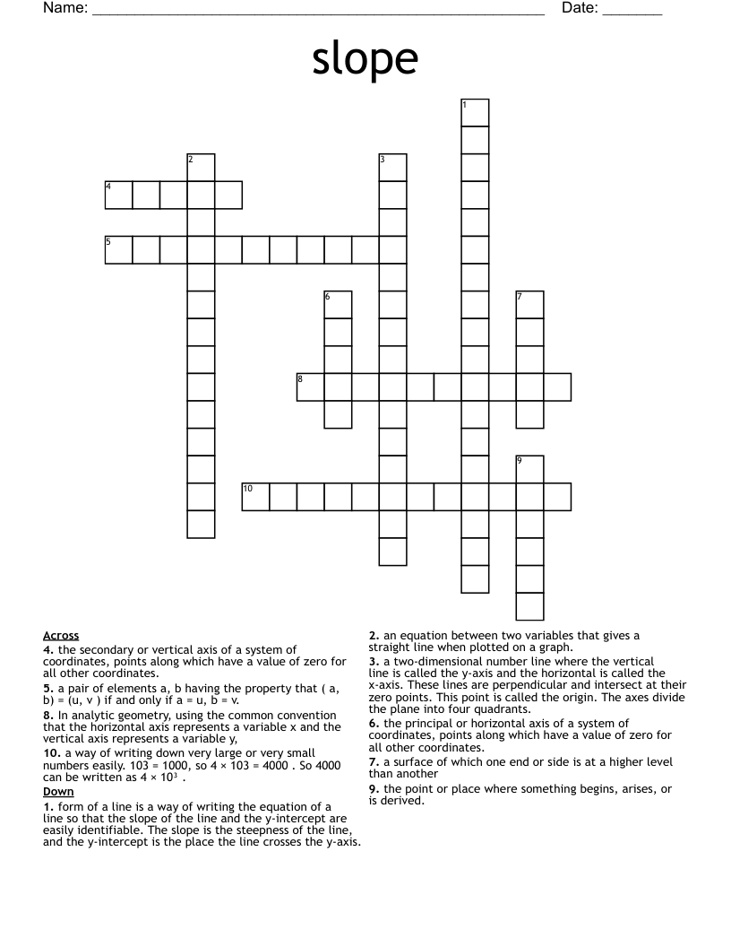 slope  Crossword