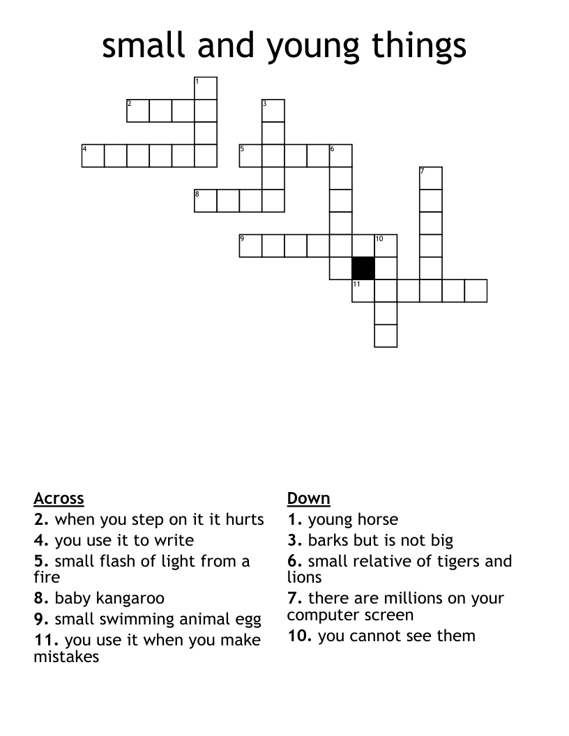 small and young things Crossword