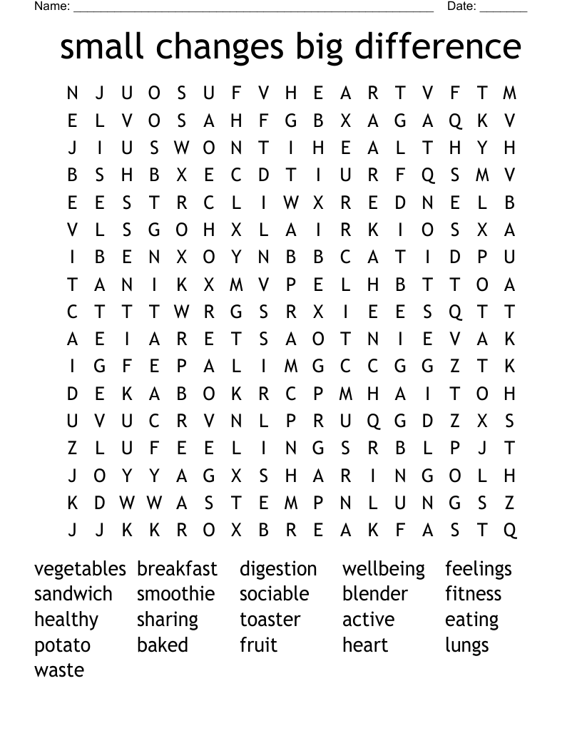 small changes big difference Word Search