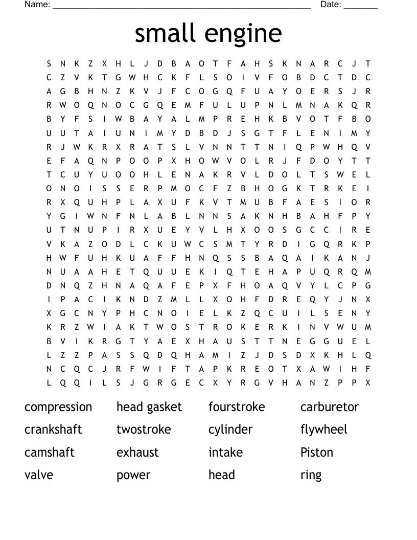 small engine Word Search