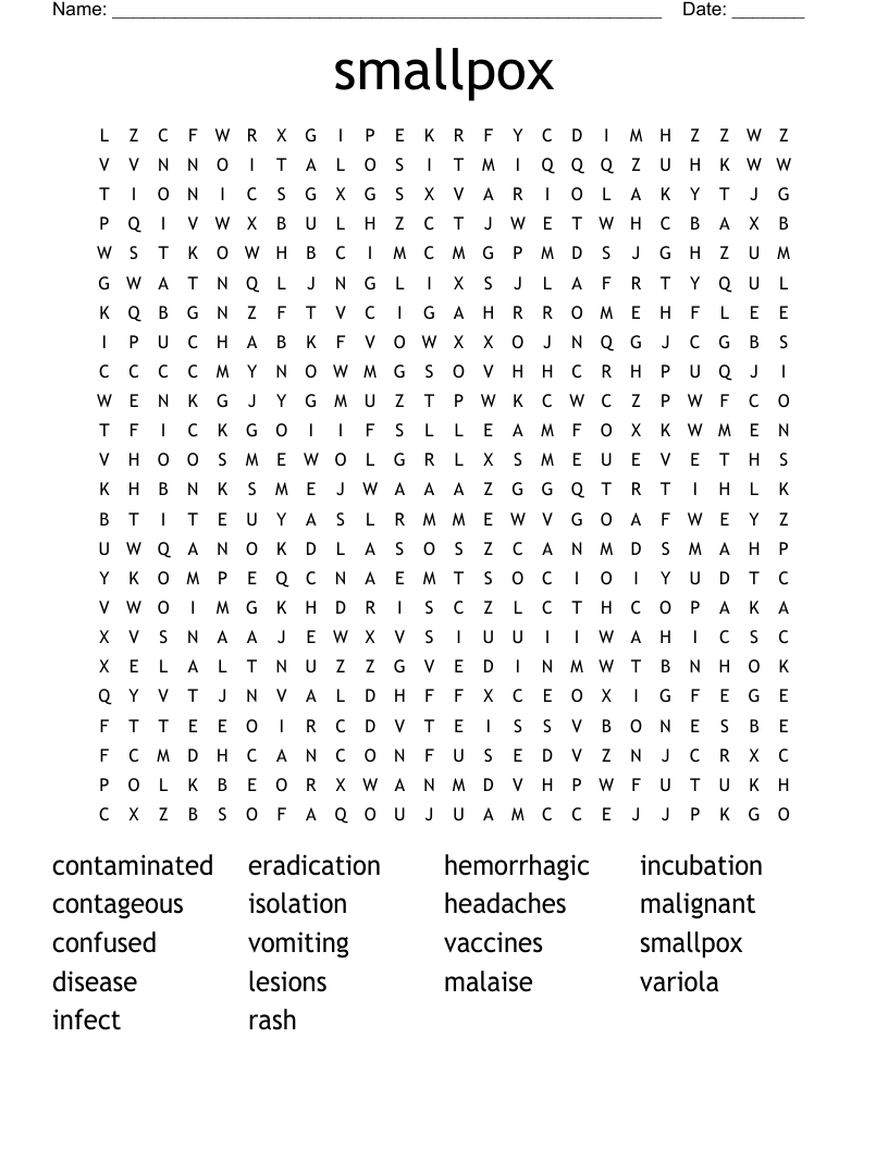 smallpox Word Search