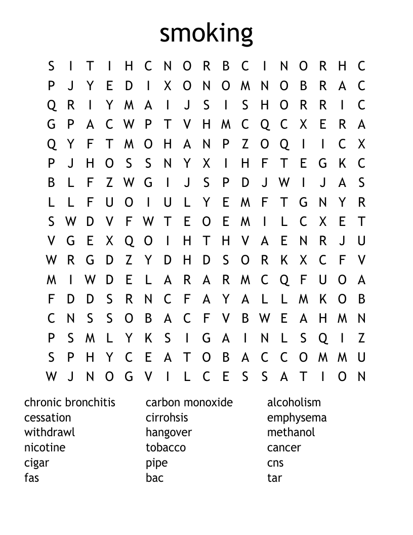 smoking Word Search