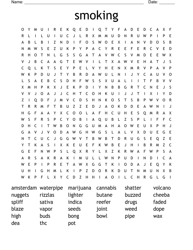 smoking Word Search