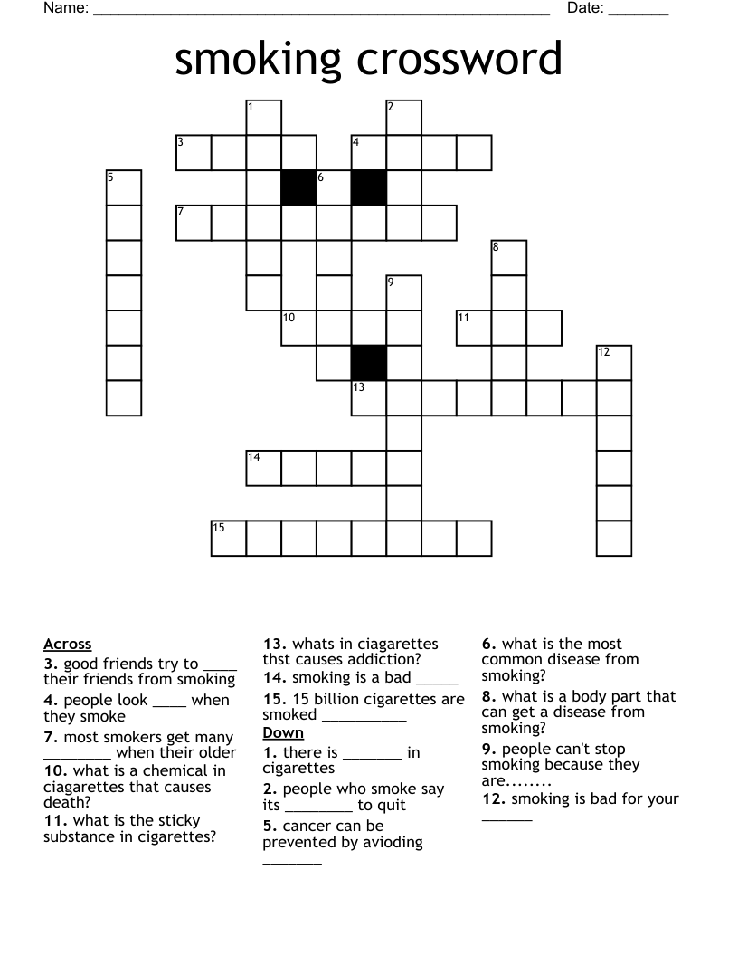 smoking crossword