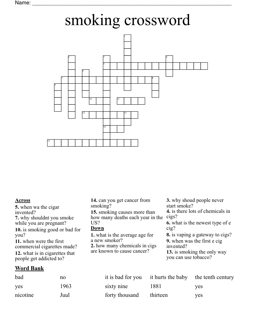 smoking crossword
