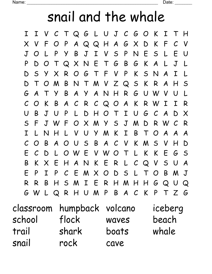 snail and the whale Word Search