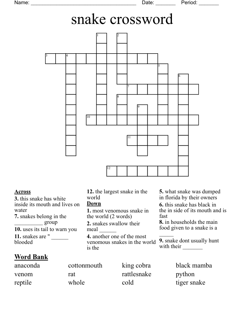 snake crossword