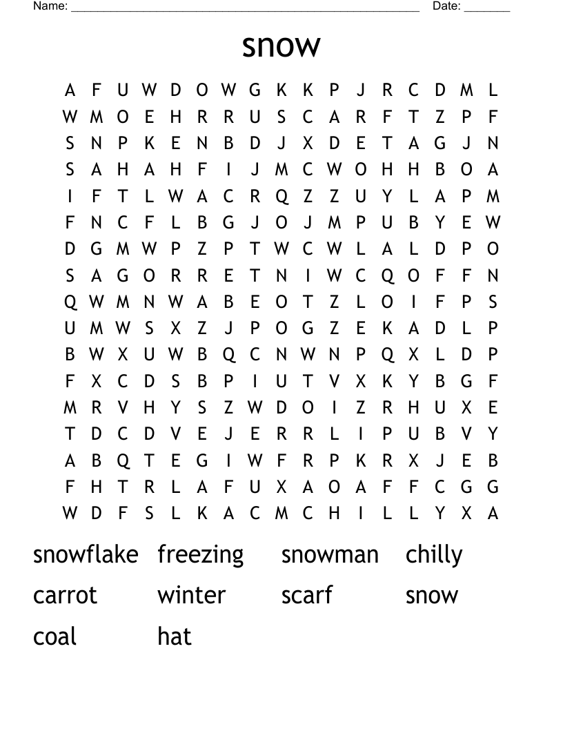 snow Word Search