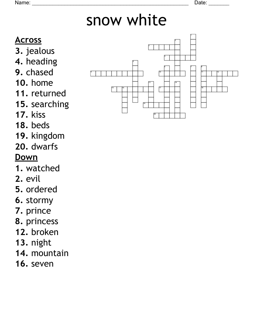 snow white  Crossword