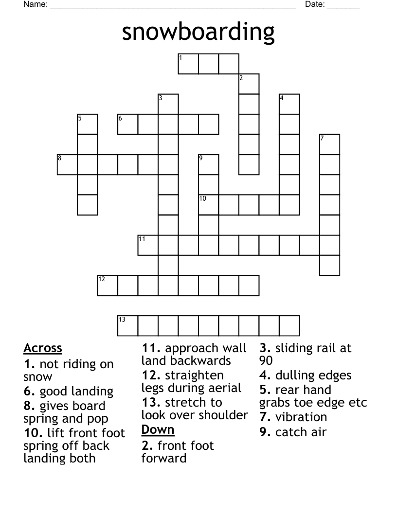 snowboarding Crossword