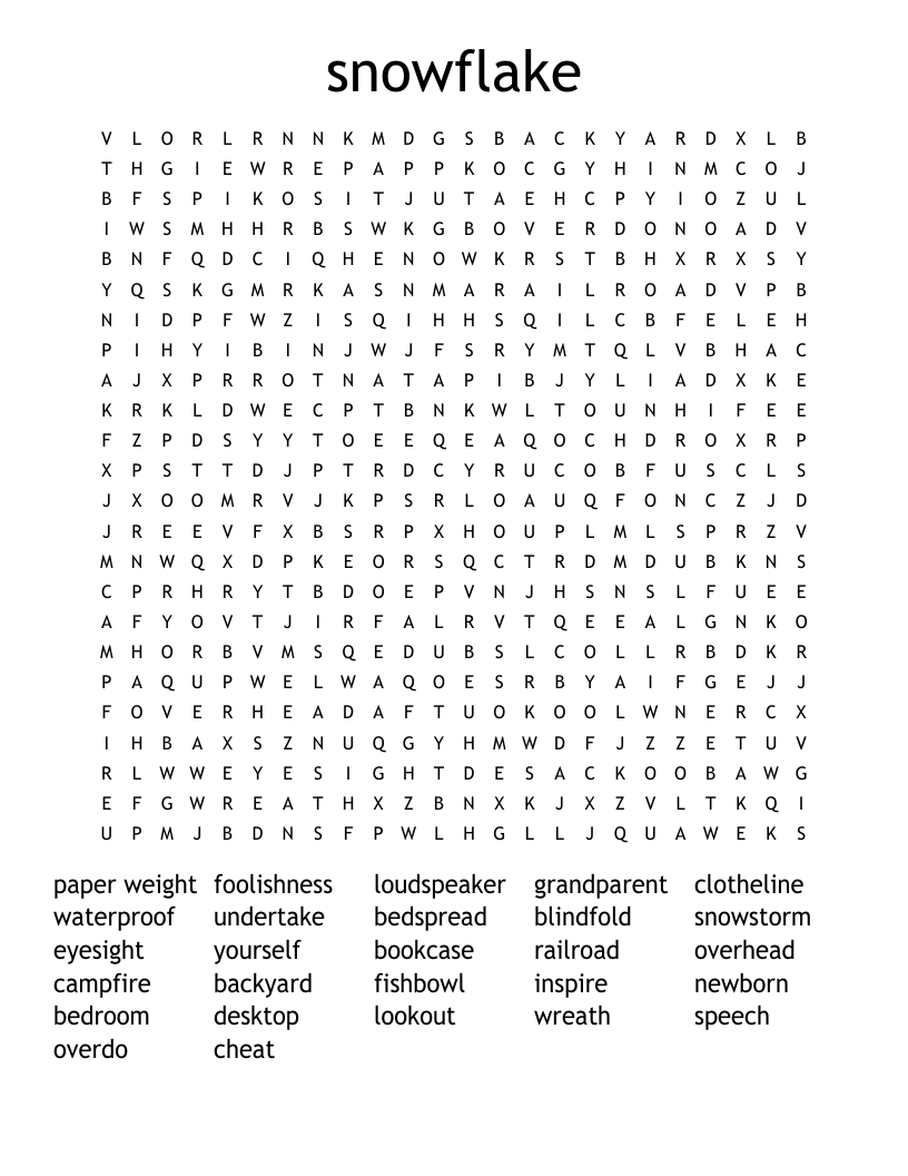 snowflake Word Search