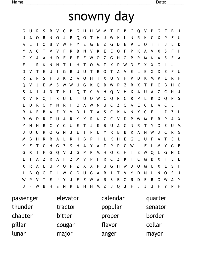 snowny day Word Search