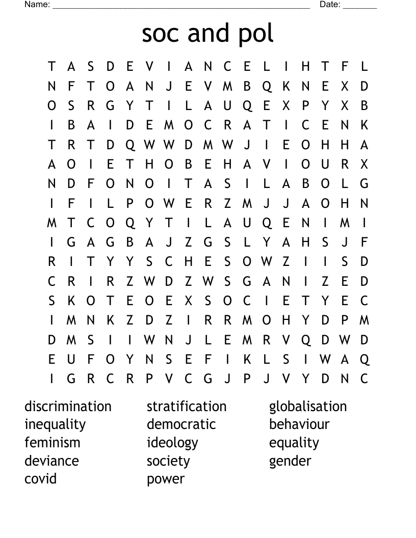 soc and pol  Word Search