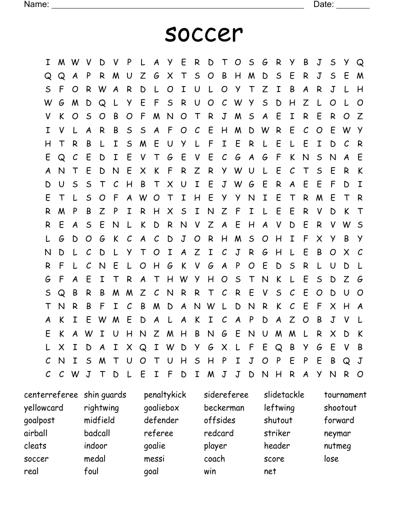 soccer Word Search