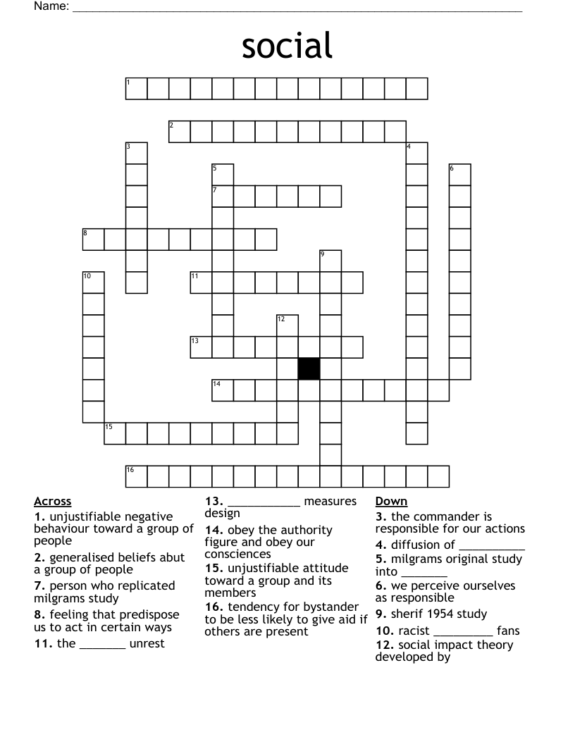 social  Crossword