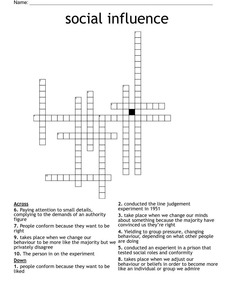 social influence Crossword
