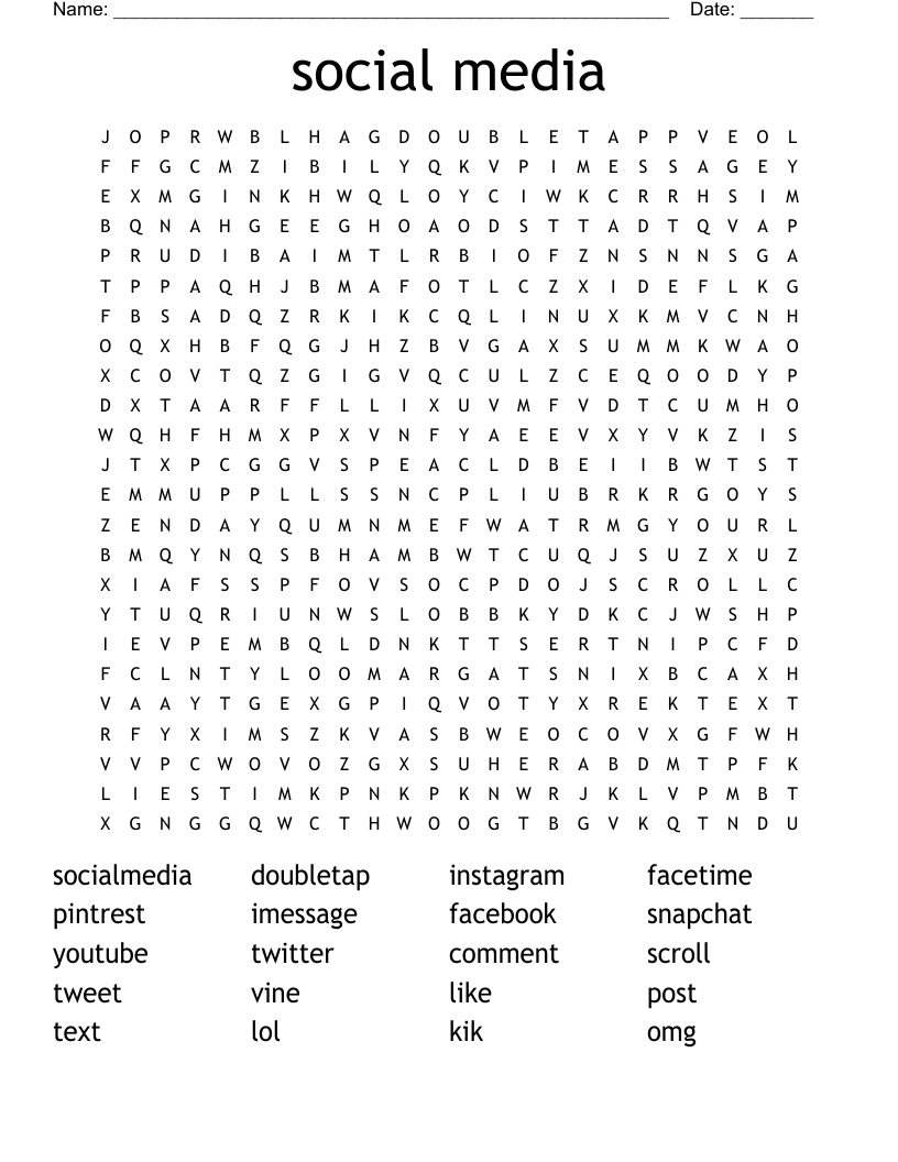 social media Word Search