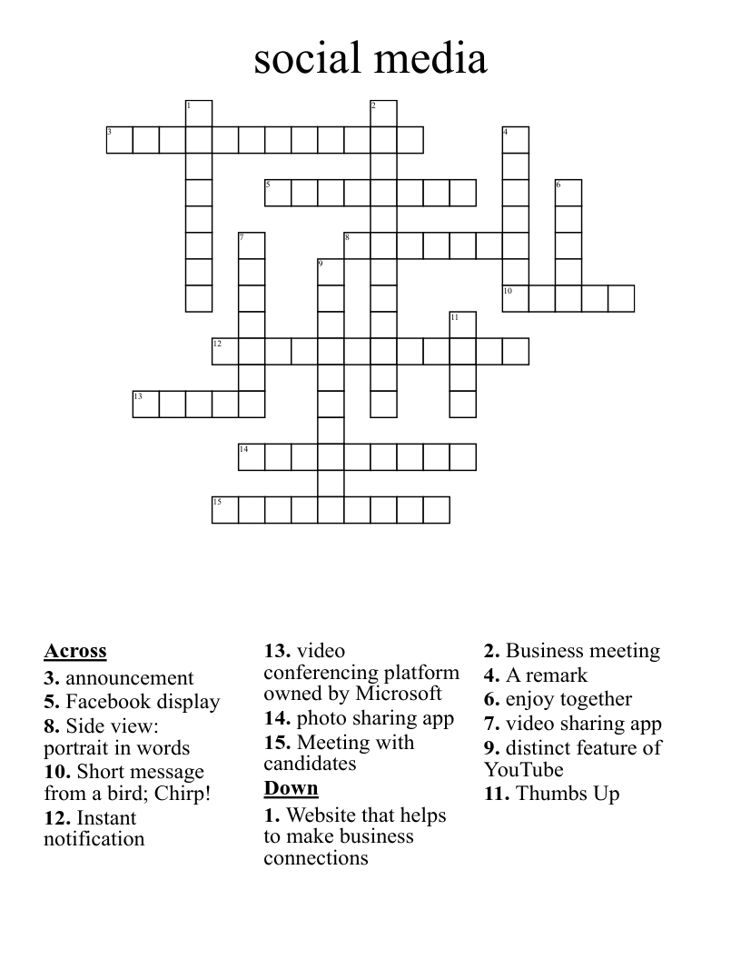 social media  Crossword