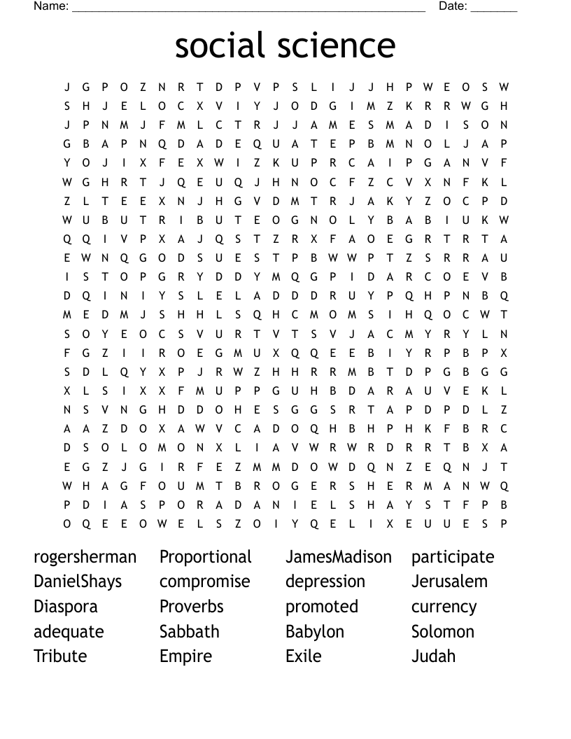 social science Word Search