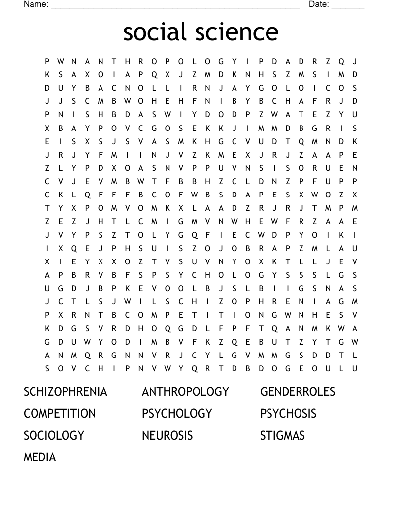 social science  Word Search